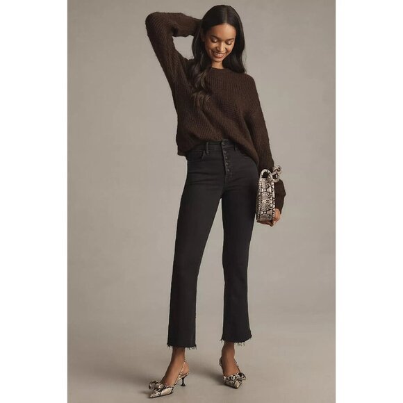 Good American Good Legs Mid-Rise Crop Mini Bootcut Jeans Black 26W PLUS SIZE - Picture 2 of 5